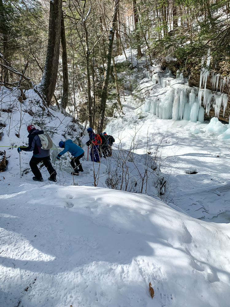 Steep step ice hike